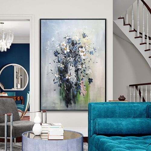 Handmade Oil Painting On Canvas Abstract Flower Wall Art Living Room Bedroom Home Hand Painted Large Salon Decorative Paintings