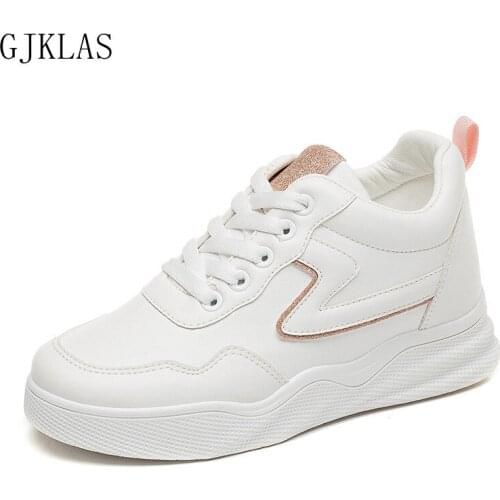Leather Casual Shoes Hidden Heel Wedge Platform Sneakers Chunky Shoes Sport Femme White Sneakers Womens Fashion Shoes Comfy