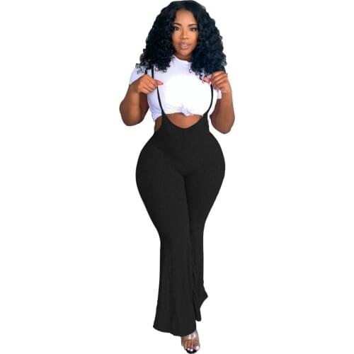 Fashion Casual Plus Size Womens Short Blouse Wide Leg Pants Two-Piece Fashion Bib Pants