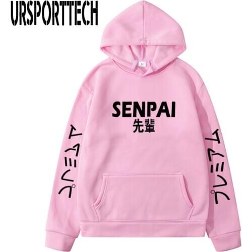 Anime Senpai Design Printed Mens Hoodies Sweatshirts Autumn Fleece Hoodie Men Women Streetwear Funny Black Hoody Man Clothes