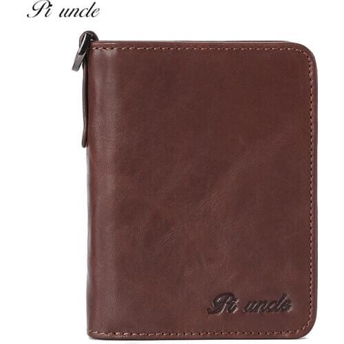 New Style Genuine Leather Mens Wallet Short Foldable Multi-card RFID First Layer Leather Wallet