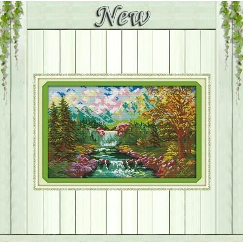 The mountain stream scenery painting counted printed on canvas DMC 14CT 11CT chinese Cross Stitch Needlework Sets Embroidery kit