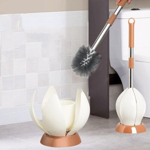 Flower-Shaped Automatic Closed Toilet Brush Set Floor No Dead Ends Clean Fiber Hair Toilet Brush Bathroom Accessories