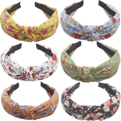Flower Head Bands For Women Print Hair Hoop Knot Point Hairband Hair Accessories for Girls