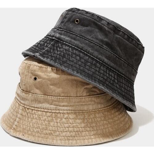 2021 New Water Wash Bucket Hat Women Cotton Reversible Sun Protection Cap Mens Panama Hat Fisherman Hats