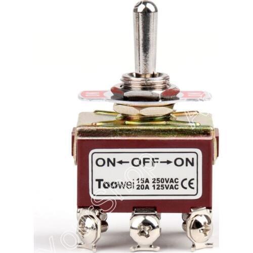 Areyourshop Toggle Switch 3 Terminal 6Pin ON-OFF-ON 15A 250V Toggle Switch Screw DP3T Industrial Gra