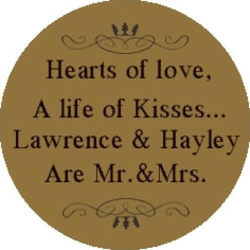 Personalized Round Candy Wedding Labels Favors - Set of 50 Stickers,heart of love, a life of kisses, stick with your favors