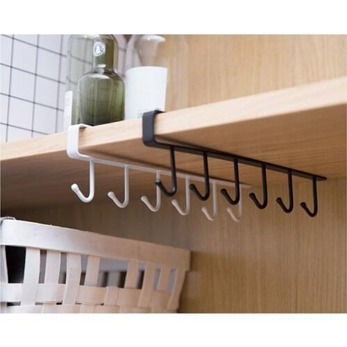 Kitchen Hook Rack Cabinet Hanging Seamless Nail-free Iron Hanging Scarf Wardrobe Receiving Rack Partition Finishing Rack