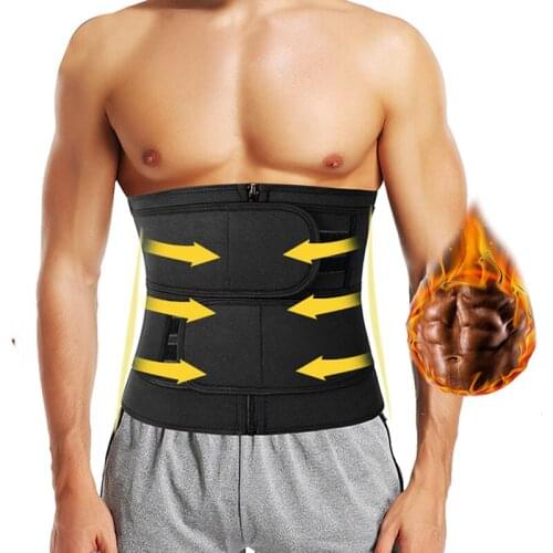 Mens Neoprene Abs Sauna Sweat Body Shaper Band Belly Slimming Belt Active Waist Trainer Trimmer with Adjustable Strap Men Shaper