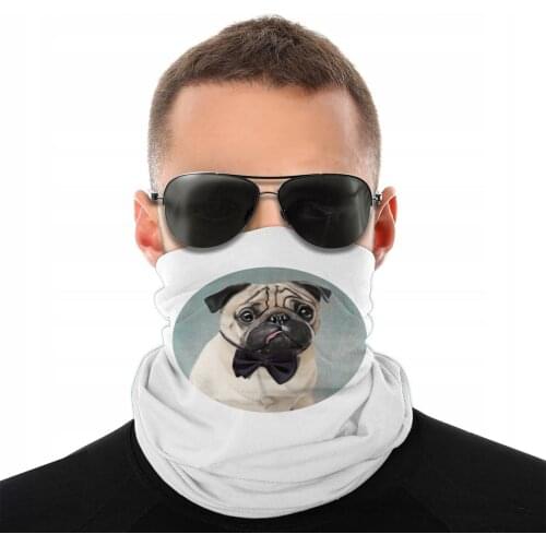 Mr Pug Dog Scarves Neck Face Mask Unisex Halloween Neck Gaiter Balaclava Bandanas Polyester Headwear Cycling Hiking