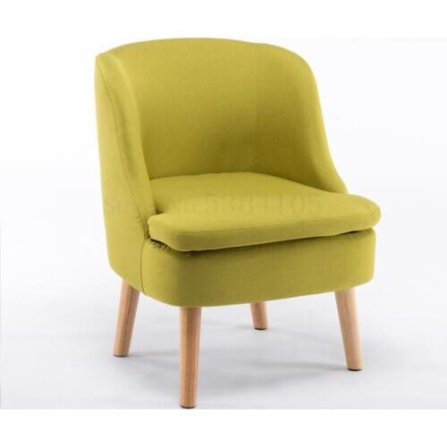 Nordic Solid Wood Chair Backrest Leisure Simple Modern Coffee Shop Table And Chair Bedroom Home Single Sofa Fabric