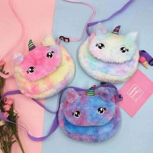 New Fashion Children Girls Shoulder Bag Cute Unicorn Animals Messenger Bag Kids Keys Coin Purse Cute Princess Mini Handbag
