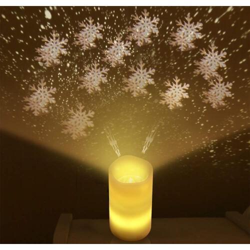 LED Candle Rotating Projection Lamp Christmas Snowman Snowman USB Dream Romantic Creative Night Light 3AA Battery