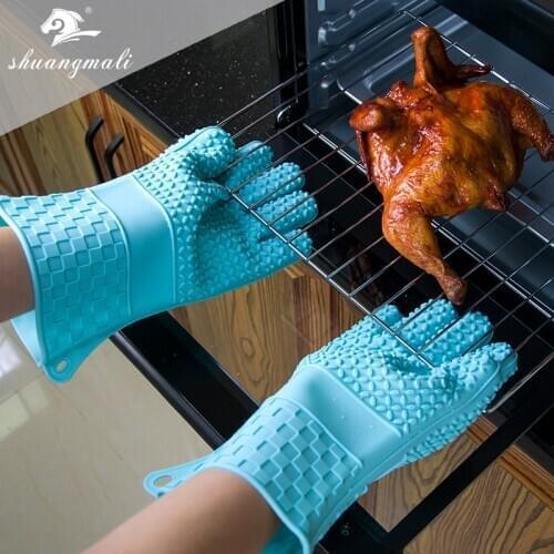Heat Resistant Oven Glove Food Grade Silicone Baking Utensils Party BBQ Pot Holder Glove Insulated Non-slip Microwave Glove