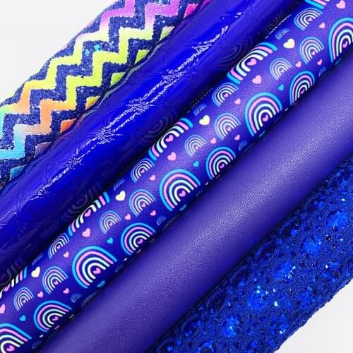 Arrow Printed Glitter Fabric, Lace Glitter Leather, Rainbow Printed Faux Fabric Sheets For Bow A4 21x29CM Twinkling Ming XM002K