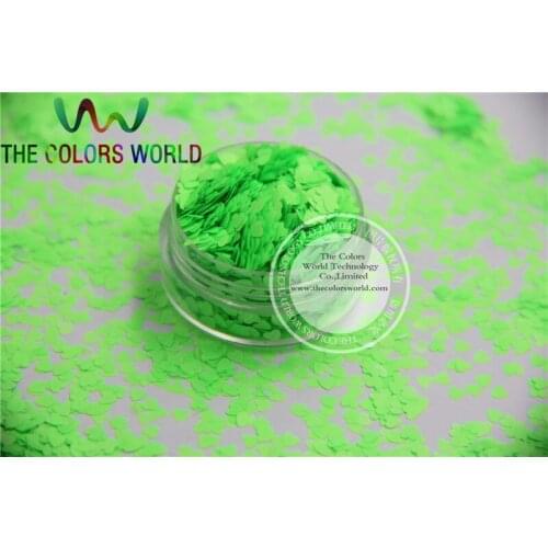 Solvent resistant - Neon Green Color heart-shaped Glitter Spangles for Nail Polish and Other DIY decoration 1Pack =50g