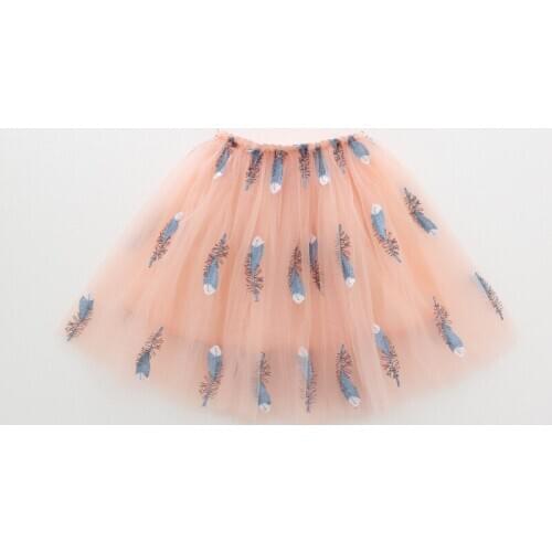 Girls skirt Princess Tutu Mesh skirts Embroidery feather skirts girl Kids clothes Cotton lining Mesh skirt Age for 2 to 14 years