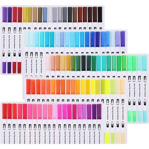 ZK40 Watercolors Markers Brush Pen Art Markers Sketch Pen Drawing Brush Set 12 24 36 48 60 100 Colors Professional Student Tool