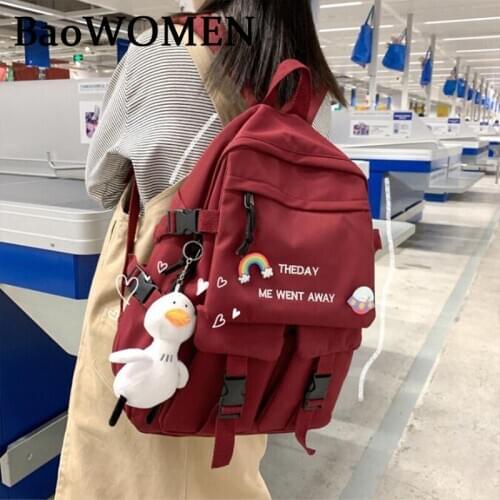 BaoWomen Nylon Woman Backpack Large Capacity 17.32 Inch Laptop Black White Green Blue Red Hasp School Bags Mochila Waterproof