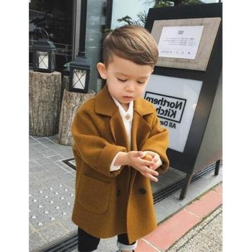 Winter Jackets Boys Solid Woolen Double-breasted Baby Boy Trench Coat Lapel 3 4 5 6 7 Y Kids Outerwear Coats For Boy Windbreaker