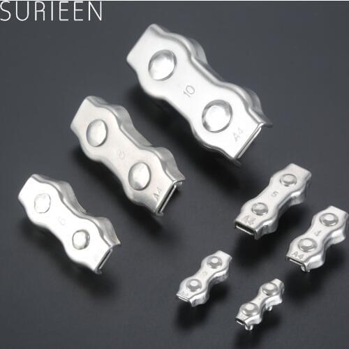 10 Pcs 2/3/4/5mm Stainless Steel Duplex Rigging Wire Rope Clip Cable Grip Clamps Caliper Chuck Marine Hoisting Boats Accessories