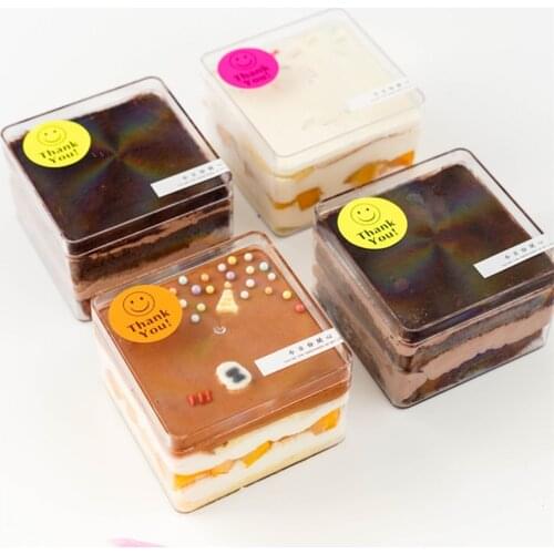 10pcs High quatliy square transparent pastry mousse box cookies biscuits jar baking packaging favors cake dessert cups with lids