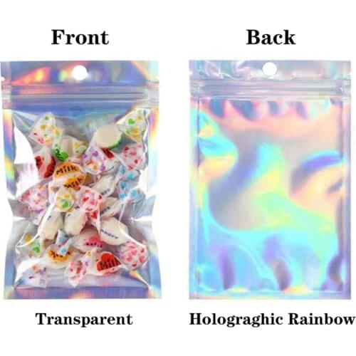 1000Pcs/lot Clear Plain Laser Aluminum Foil Self seal Packaging Bag Resealable Mylar Plastic Beans Retails Package Pouch