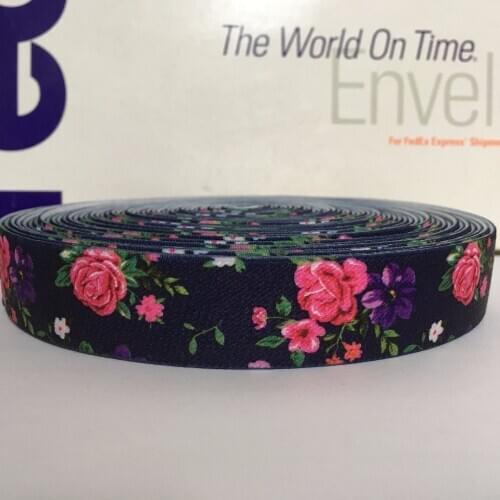 12Meters 1" 25mm Rose Blossom Suspender Elastic Webbing Great For Mitten Clips Making
