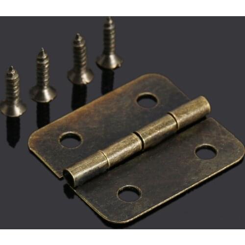 12Pcs Furniture Hinge Kitchen Bedroom Living Room Cupboard Closet Wardrobe Hinge for Jewelry Boxes Metal Bronze Hinges 19x16mm