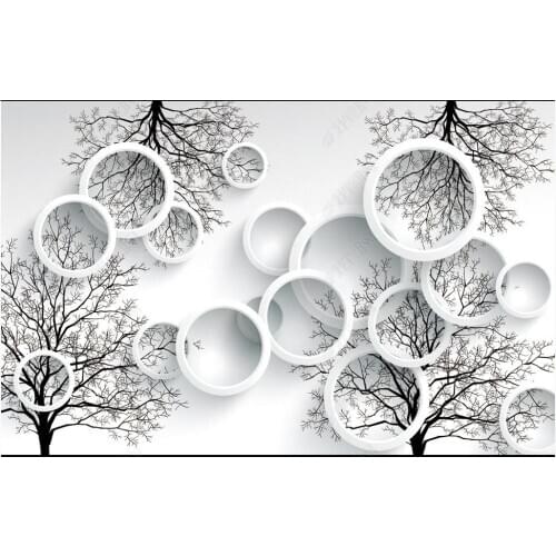 Custom wallpaper 3d ceiling murals wallpaper Fresh wood modern fashion circle 3D suspended ceiling zenith mural background wall