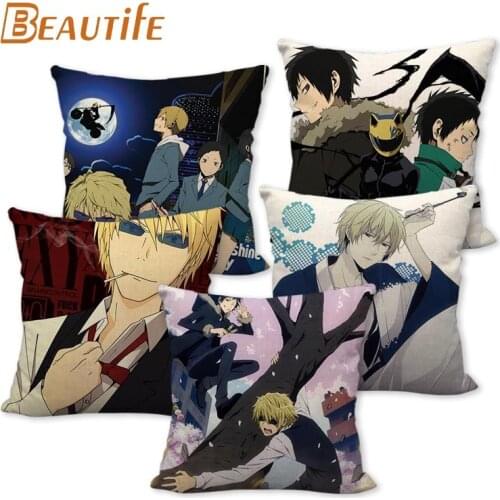 45X45cm Durarara!! Anime Pillow Cover Square Zipper Cotton Linen Fabric Pillow Cases Bedroom Home Decorative Boys Girls Gift