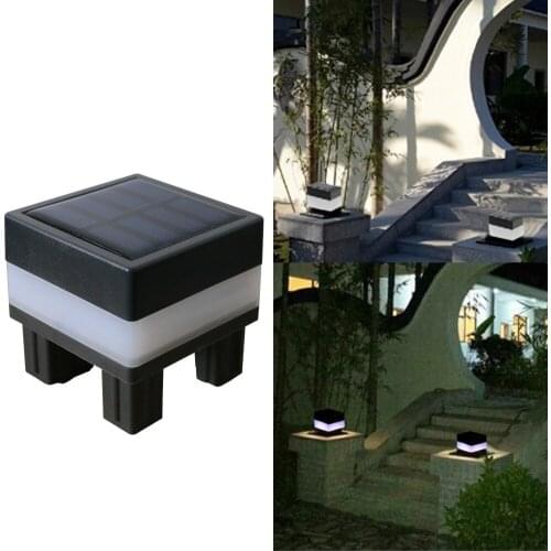 7x7cm Square Solar Powered LED Waterproof Pillar Fence Light Outdoor Post Cap Lamp Aluminum Column White Warm Lamp