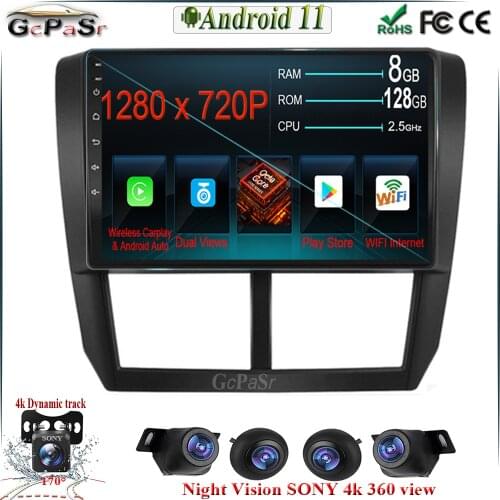 Dual Lens Android 11 Car Radio Video Player GPS For Subaru Forester 3 SH Impreza 2007-2013 360 cameras android auto