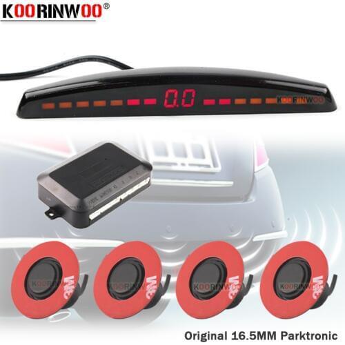 Koorinwoo Parkmaster 16.5MM Flat Radars 4 Sensors Car LED Display Parking Sensor Reverse Backup Buzzer Alert Black Silver White