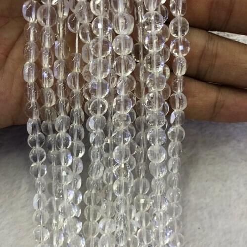 Wholesale 2strings Natural Clear Quartz Faceted Beads 3x6mm,Rock Crystal Faceted Bean Coin Beads For jewelry DIY 15.5"/string