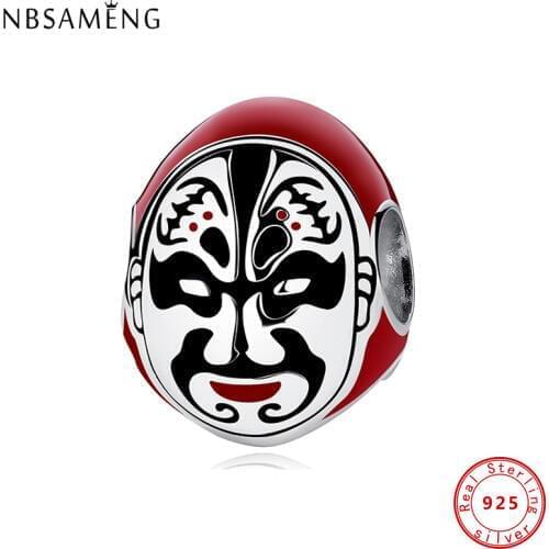 2019 100% 925 Sterling Silver Charm Bead Original Chinese Peking Opera Mask Beads Fit Bracelets Diy Jewelry Making