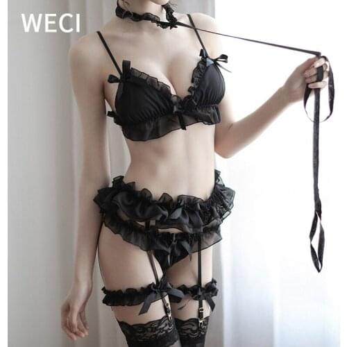WECI Erotica Sexy Womens Clothing Lace Underwear Bra And Panty Sets Lingerie Exotic Garter Hot Outfit Suit For Couple Sex Games