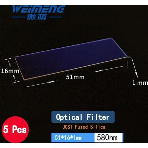 Weimeng 580nm lase filter lens 5pcs 51*16*1mm JGS1 quartz optical lens for laser beauty machine laser cutting