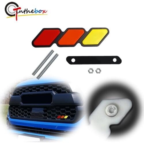 Gtinthebox 1 set Tri-color Acrylic Car Front Grille Emblem Badge w/ Mounts Kit For Toyota Tacoma 4Runner Tundra Auto Accessories