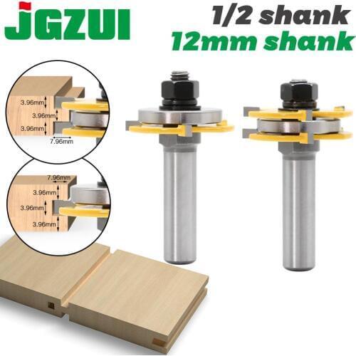 2pcs 12mm Shank 1/2 shank Joint Assemble Router Bits Tongue & Groove T-Slot Milling Cutter for Wood Woodwork Cutting Tools