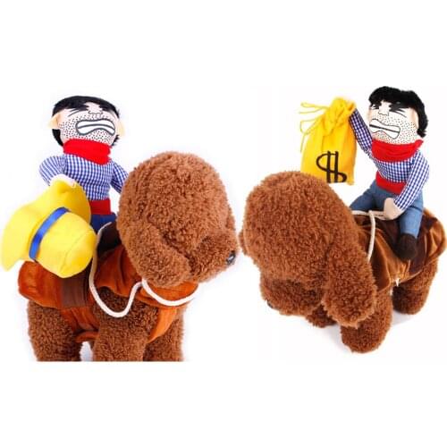 Pets Costume Funny Cowboy Riders Clothes Dogs Outfit Knight Style Clothes With Doll Hat Money Pocket For Dog Cats Halloween