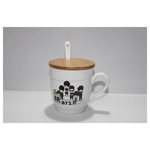 See Me Gift Bts With Spoon Pattern Mug Cup Wood Coated Cup