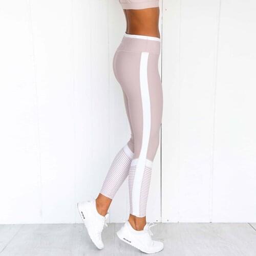 WHOUARE Women Sport Yoga Leggings Gym Fitness Essentials Pants Side Stripes Digital Printing High Waist Women Yoga Leggings