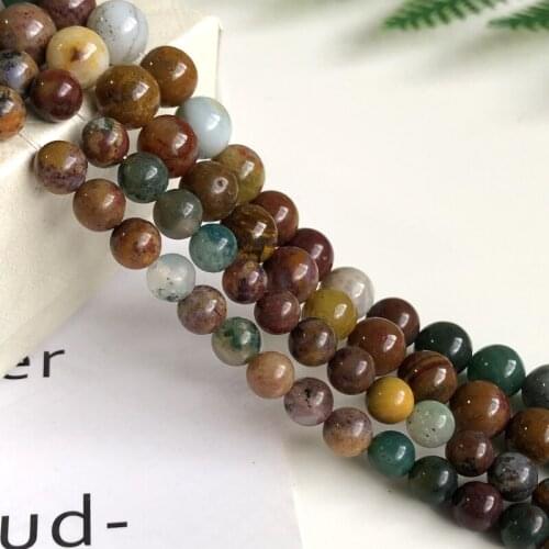 Natural Marine Agate Smooth Loose Stone Bead Fit DIY Bracelet Necklace Beads For Jewelry Making Wholesale 6 8 10mm 15 inches
