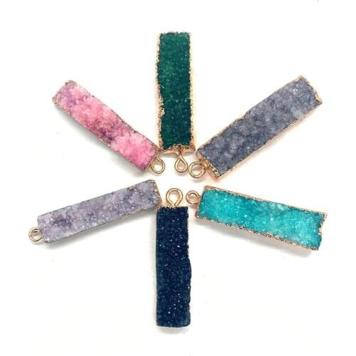 Natural Stone Necklace Pendant Rectangle Color Pendant Suitable for DIY Handmade Charm Earring Jewelry Making Accessories