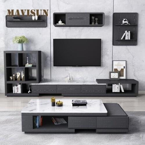Post modern Minimalist Marble Coffee Table TV Cabinet Combination Living Room TV Stands With Drawers Practical Hall Tea Table
