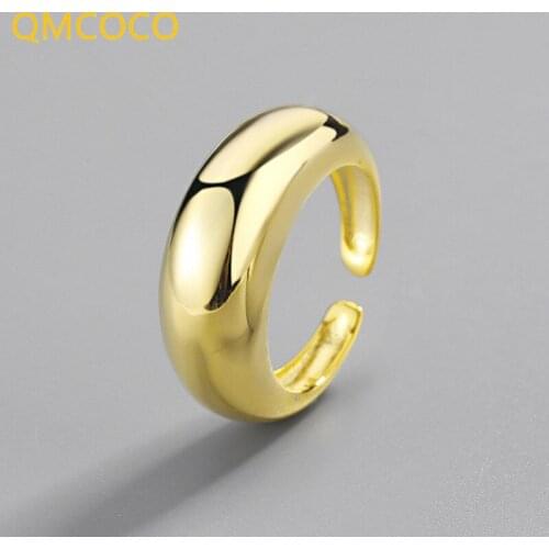 QMCOCO 925 Silver Irregular Smooth Surface Ring Simple Geometry For Woman Birthday Party Jewelry Gift Accessories New Trendy