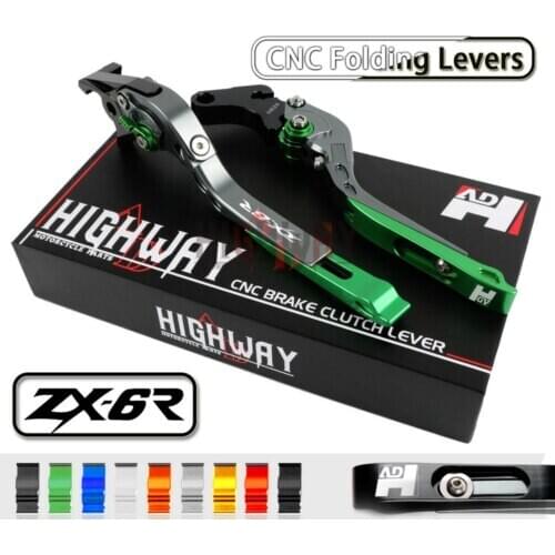 CNC Brake Handle Bar Lever Extendable Folding Adjustable Brake Clutch Levers For KAWASAKI NINJA ZX636R ZX6RR ZX 6R 2005-2006