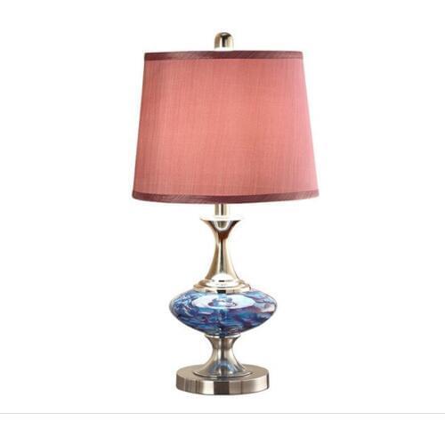 Mediterranean Sea American Country Glass Fabric Led E27 Table Lamp for Living Room Bedroom Decor Lamp H 58cm 1708