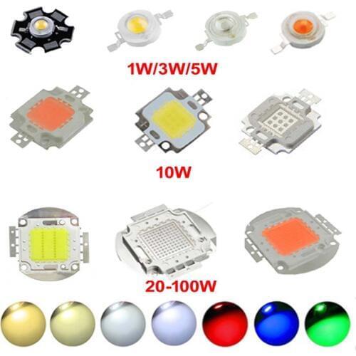 High Power LED Chip 1W 3W 5W 10W 20W 30W 50W 100W COB SMD LED Bead White RGB UV Grow Full Spectrum 1 3 5 10 20 30 50 100 W Watt